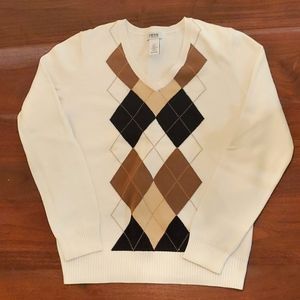 Izod women's long sleeve white v-neck sweater in xs